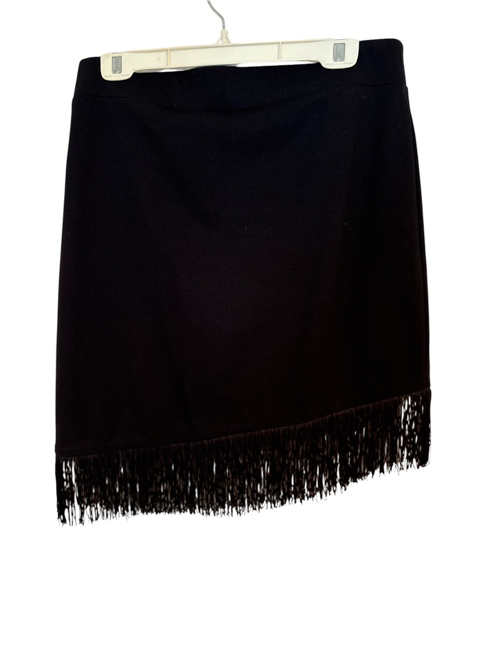 INC International Concepts Black Asymmetrical Fringe Hem Skirt